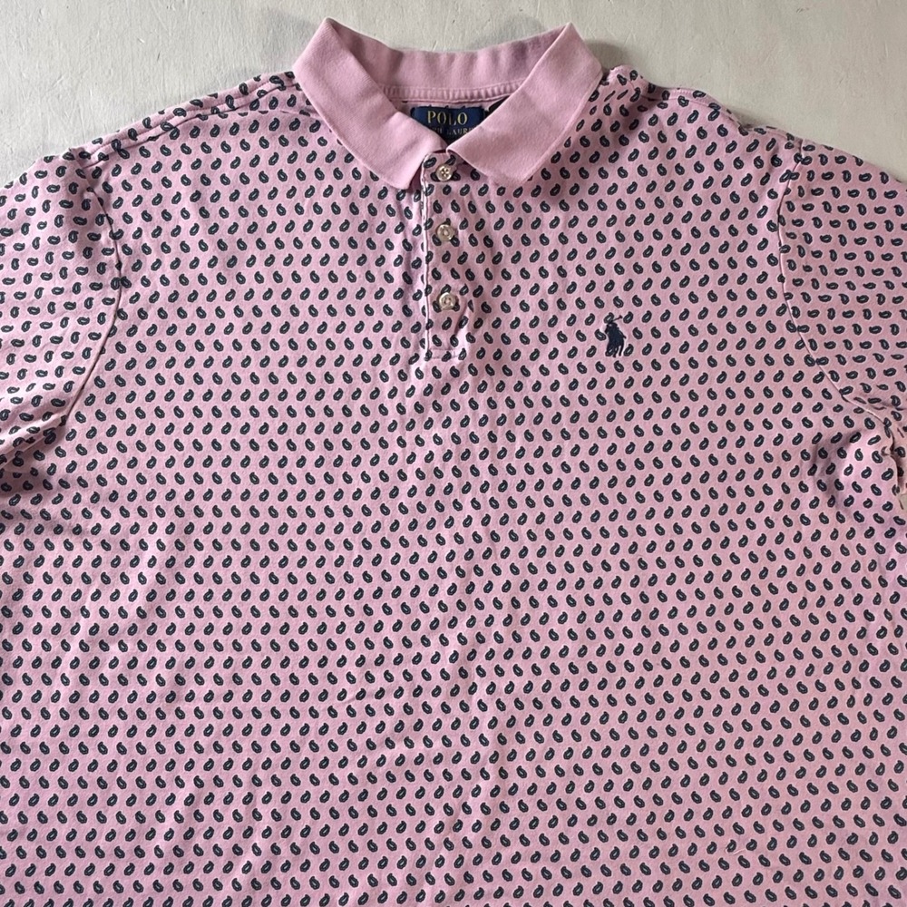 Polo Ralph Lauren Polo Short Sleeve Shirt Mens XL Pink Paisley Classic Cotton